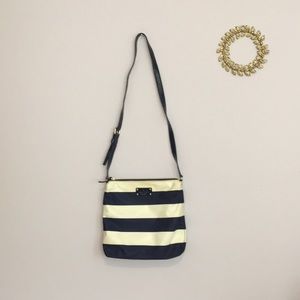 Kate Spade • Navy & white striped bag with leather